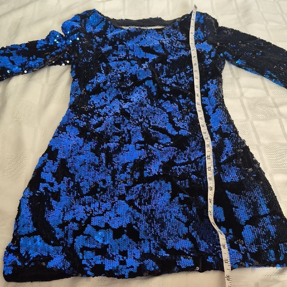 Zara Black and Blue Sequin Mini Dress - Picture 13 of 16